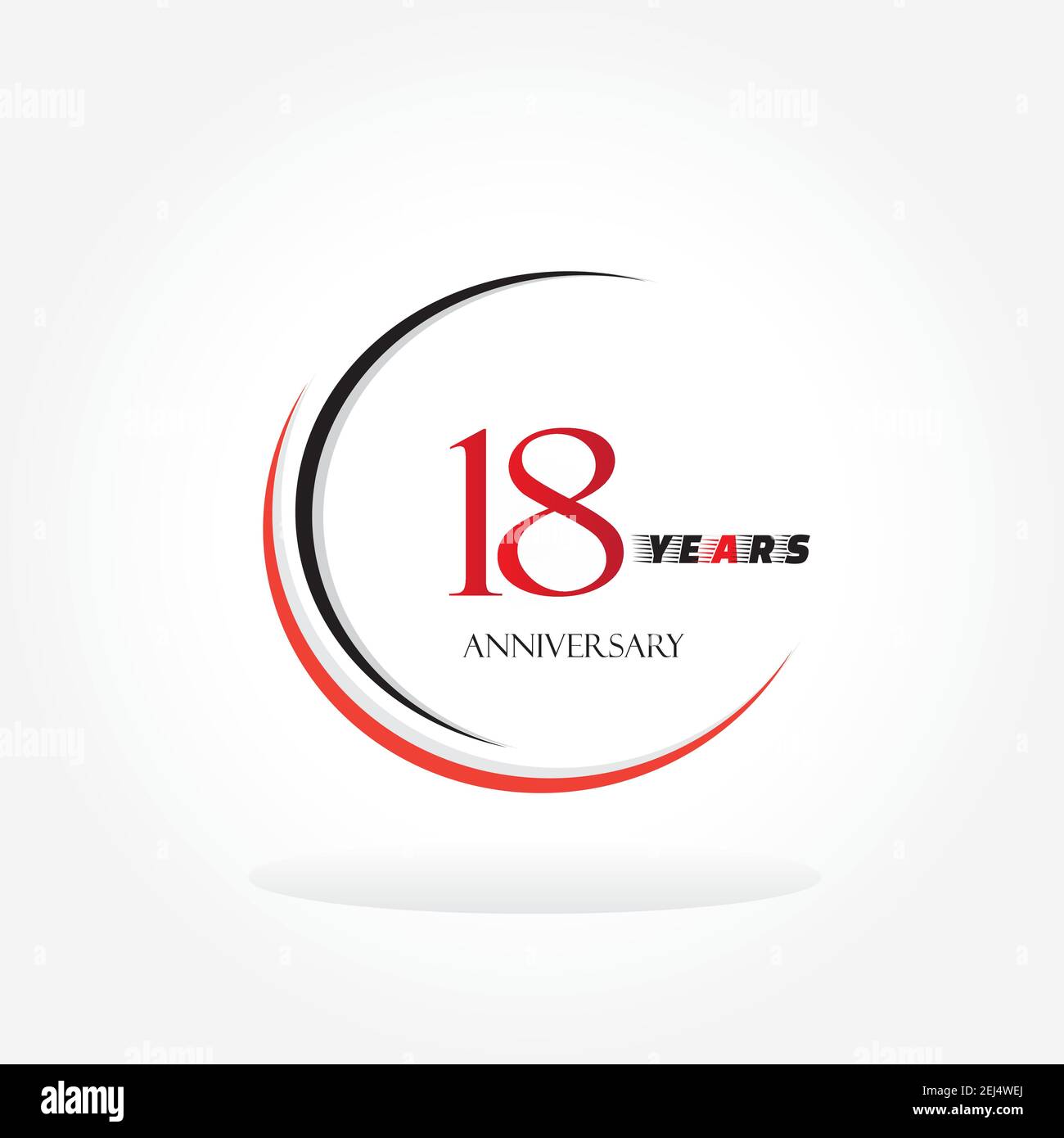 18 anni di anniversario logotipo collegato con colore rosso isolato su sfondo bianco per l'evento di celebrazione aziendale Illustrazione Vettoriale