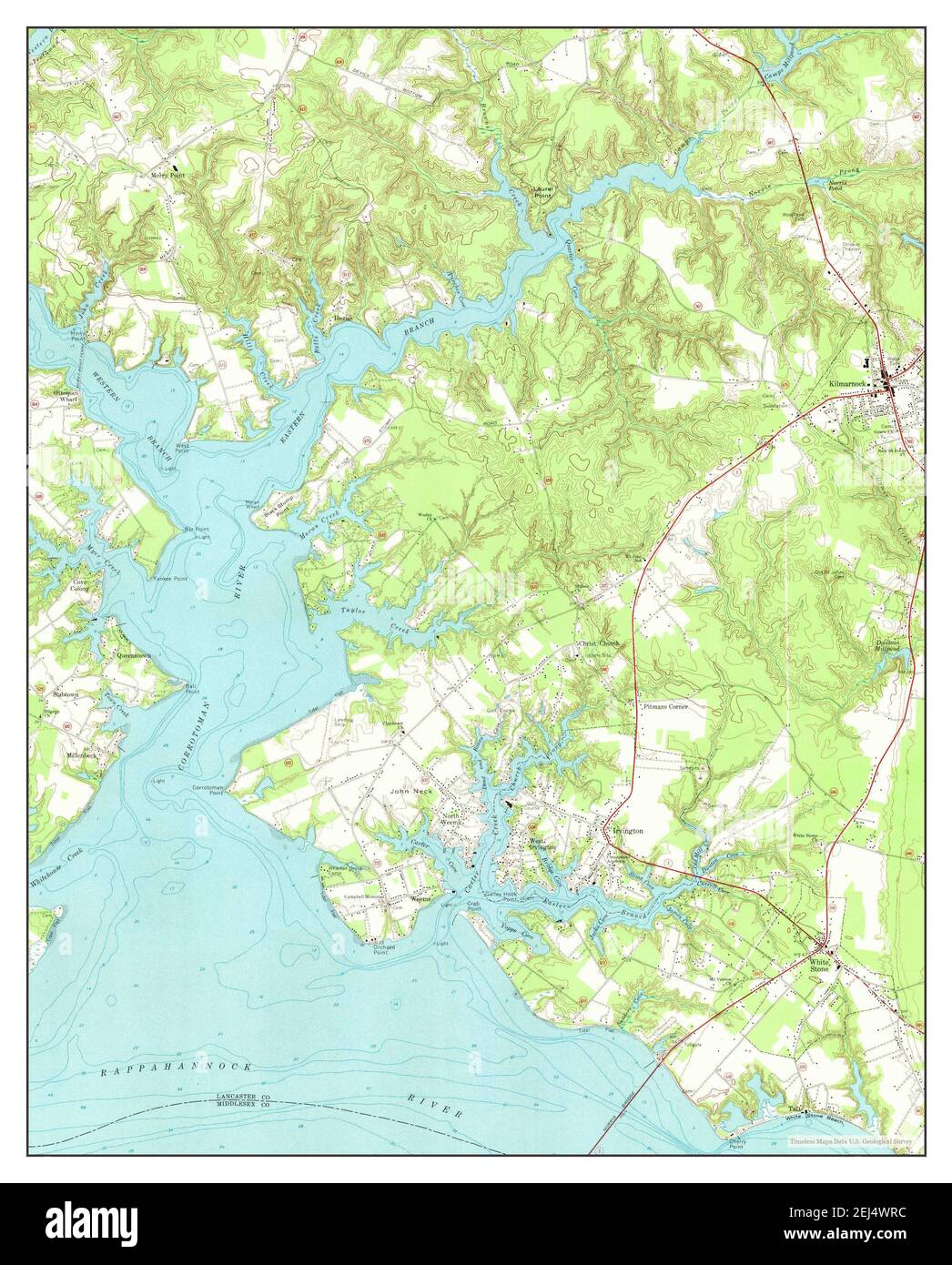 Irvington, Virginia, mappa 1968, 1:24000, Stati Uniti d'America da Timeless Maps, dati U.S. Geological Survey Foto Stock