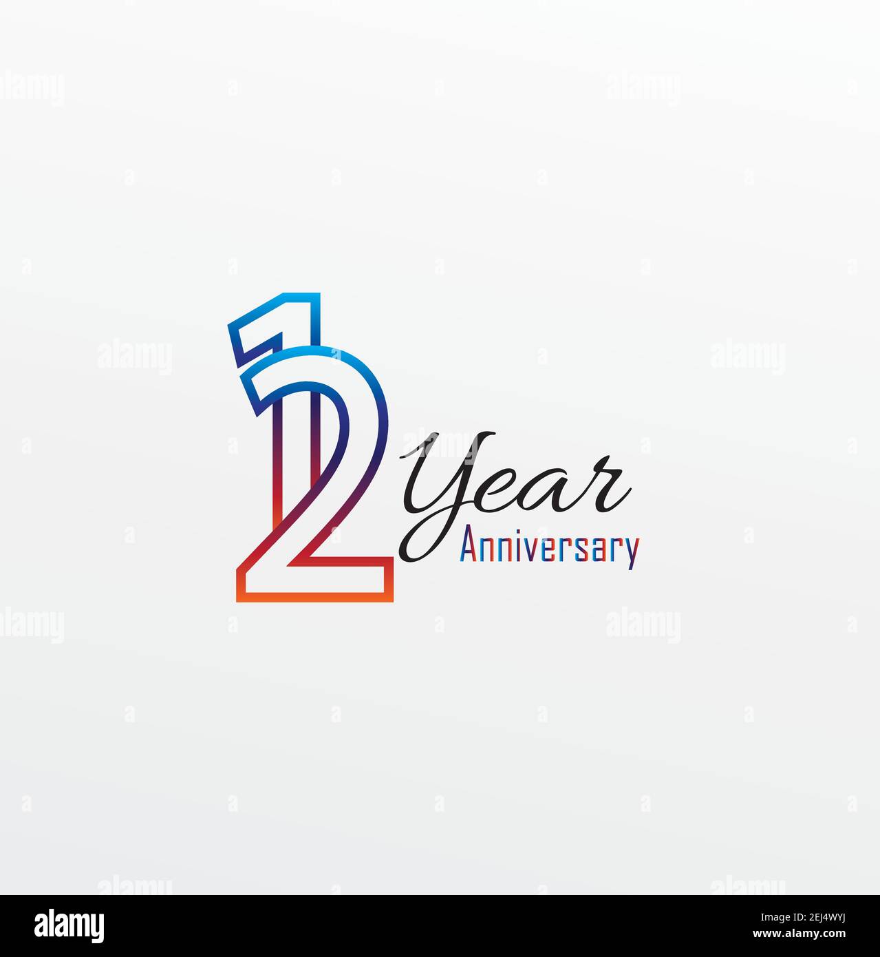 12 anni anniversario celebrazione blu colori comical Design logotipo. Anniversario logo isolato su sfondo bianco, vettore orizzontale numero disegno f Illustrazione Vettoriale