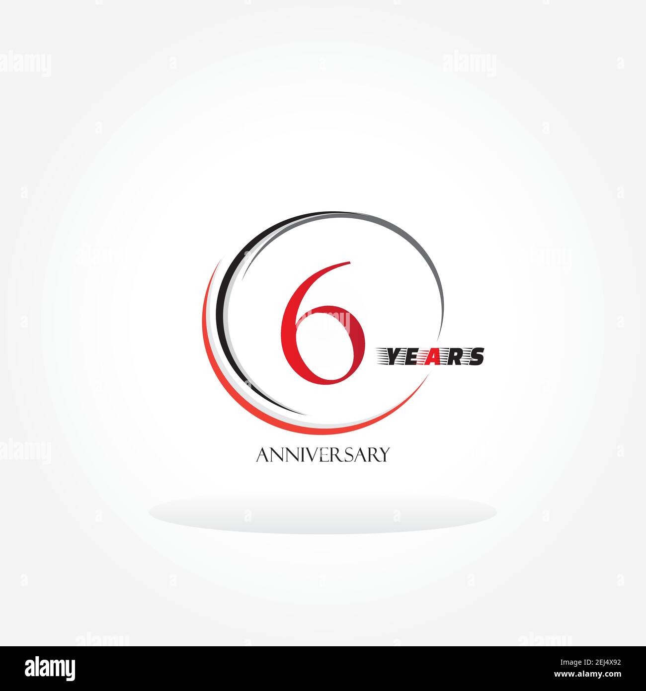 6 anni di anniversario logotipo collegato con colore rosso isolato su sfondo bianco per l'evento di celebrazione aziendale Illustrazione Vettoriale
