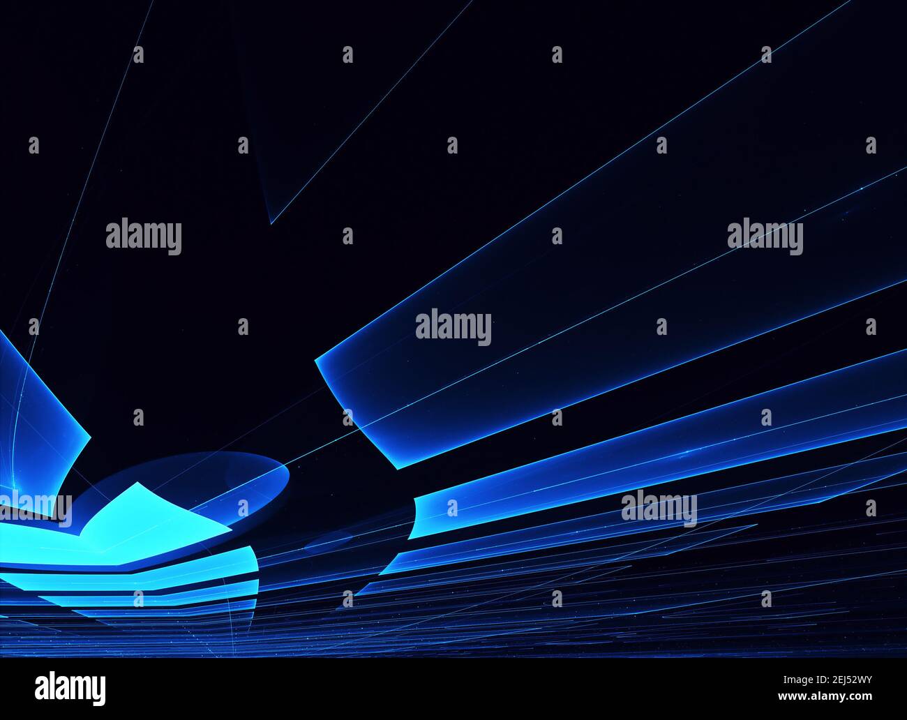 In blu, uno sfondo tecnologico strutturato è un rendering frattale. Foto Stock
