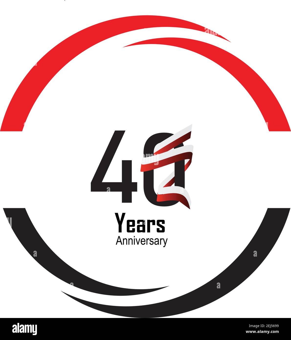 logotipo di 40 anni con una riga singola di colore bianco nero per la celebrazione circolare Illustrazione Vettoriale