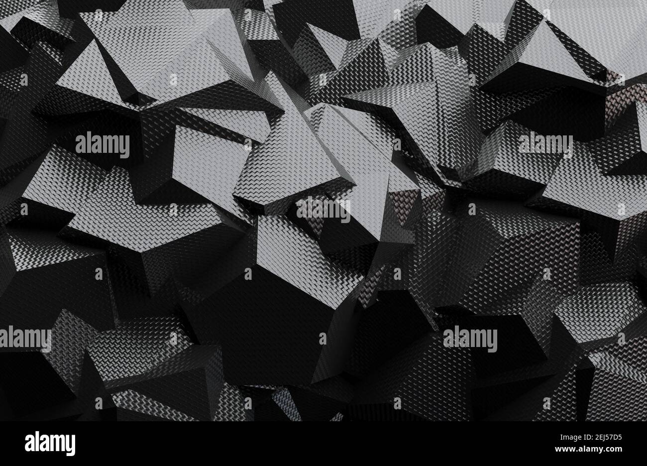 rappresentazione 3d della forma geometrica in poly basso, della texture dello sfondo in bianco e nero. Foto Stock