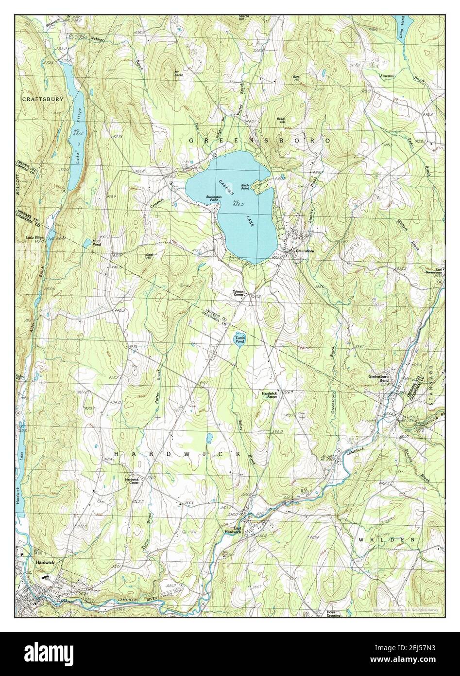 Lago Caspian, Vermont, mappa 1986, 1:24000, Stati Uniti d'America da Timeless Maps, dati U.S. Geological Survey Foto Stock