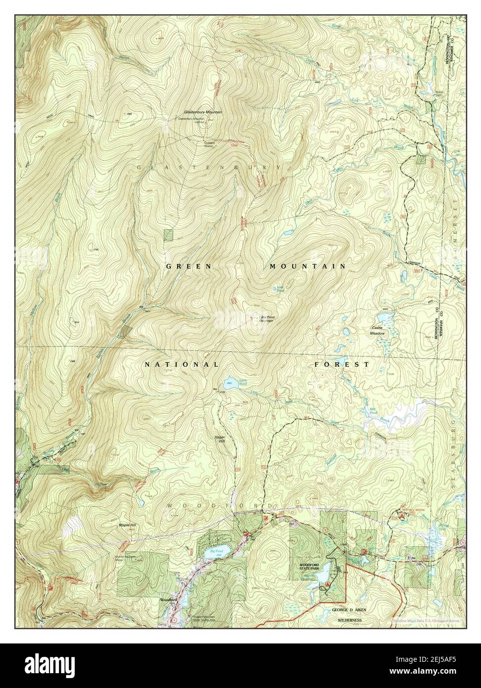 Woodford, Vermont, mappa 1997, 1:24000, Stati Uniti d'America da Timeless Maps, dati U.S. Geological Survey Foto Stock