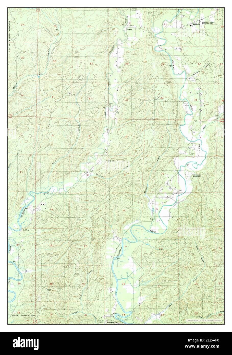 Aberdeen Gardens, Washington, map 1990, 1:24000, United States of America by Timeless Maps, data U.S. Geological Survey Foto Stock