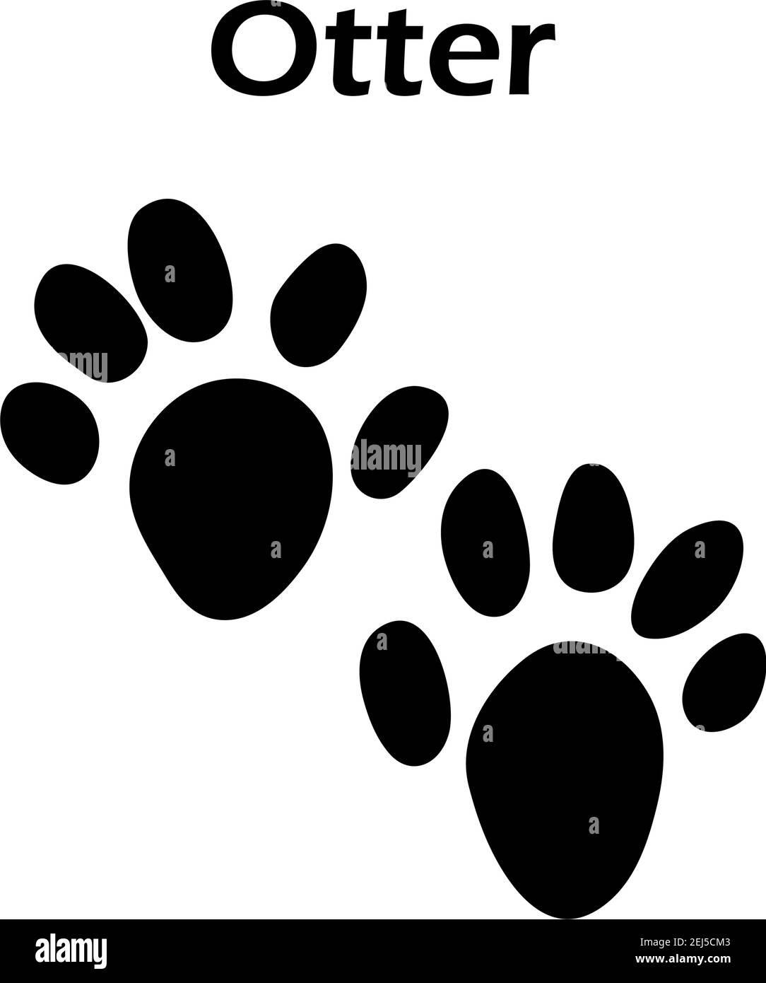 Otter Footprint. Silhouette nera Design. Illustrazione Vettoriale. Illustrazione Vettoriale