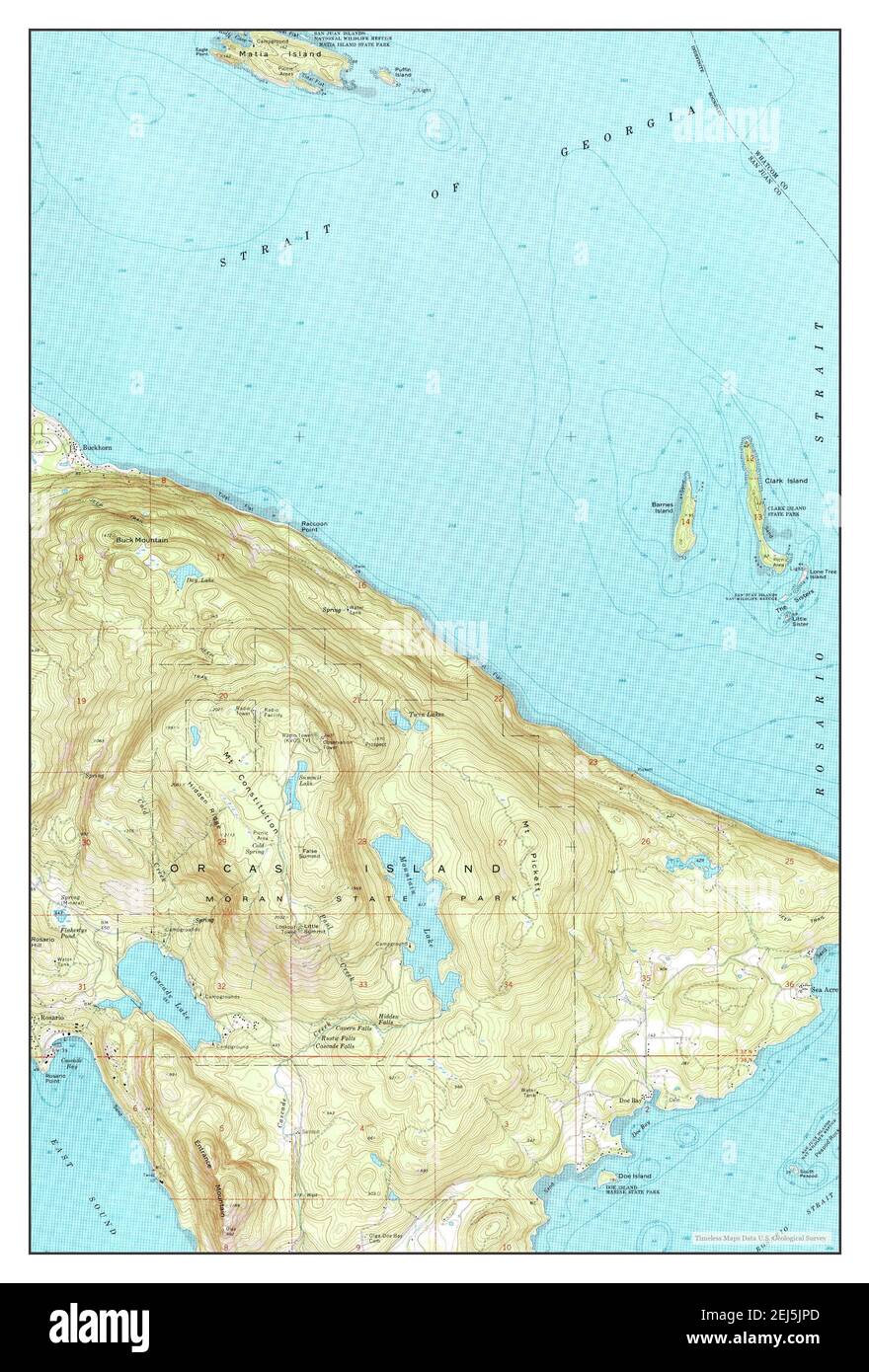 Mt Constitution, Washington, mappa 1978, 1:24000, Stati Uniti d'America da Timeless Maps, dati U.S. Geological Survey Foto Stock