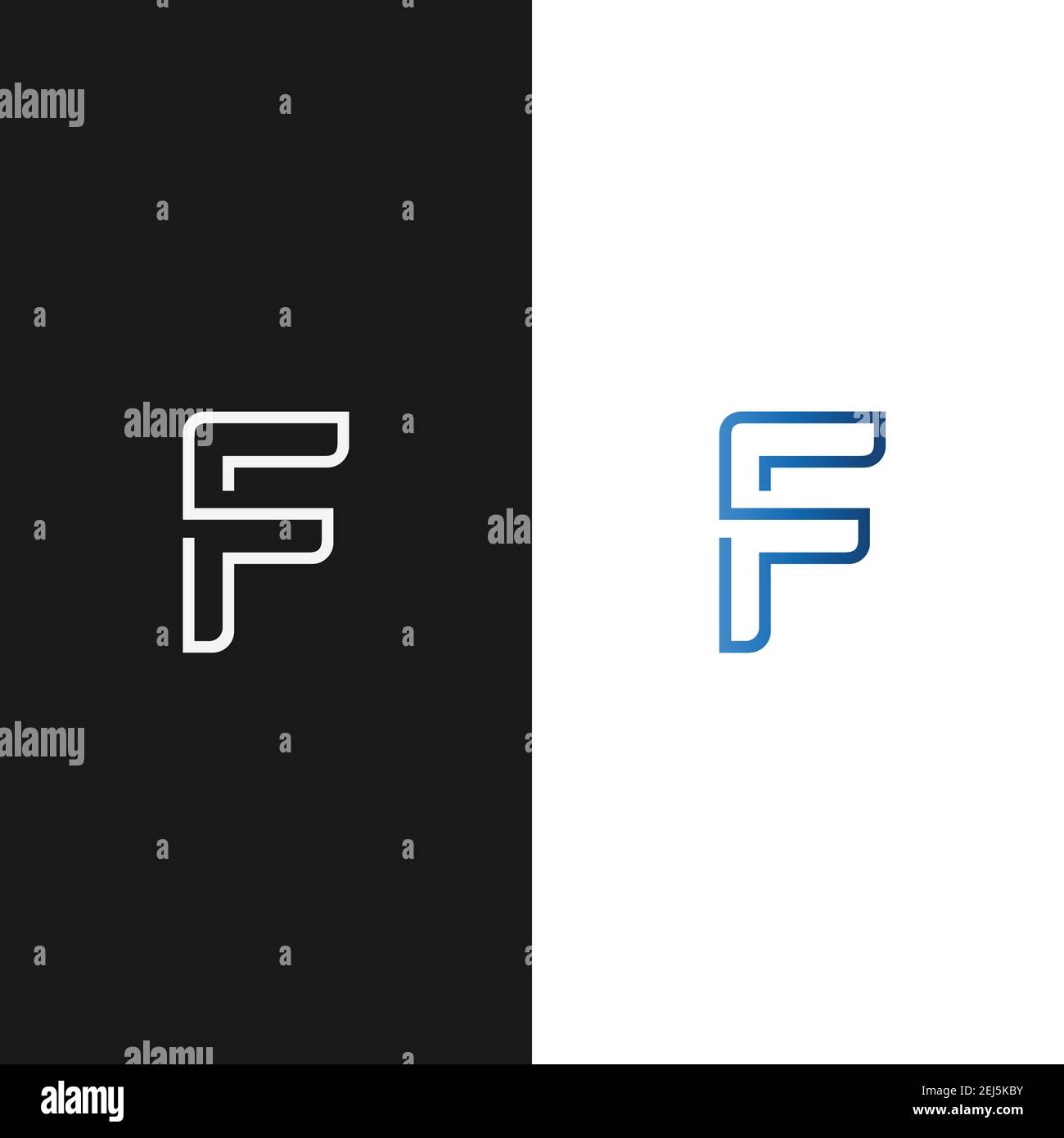Immagine vettoriale del disegno del logo F con lettera iniziale. Logo moderno e creativo con design originale in stile art line F Illustrazione Vettoriale