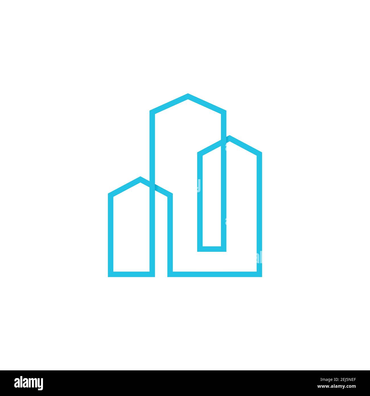 Creazione di immagini vettoriali di linee artistiche di paesaggi urbani. Architettura edificio costruzione logo con linea art design stile Illustrazione Vettoriale