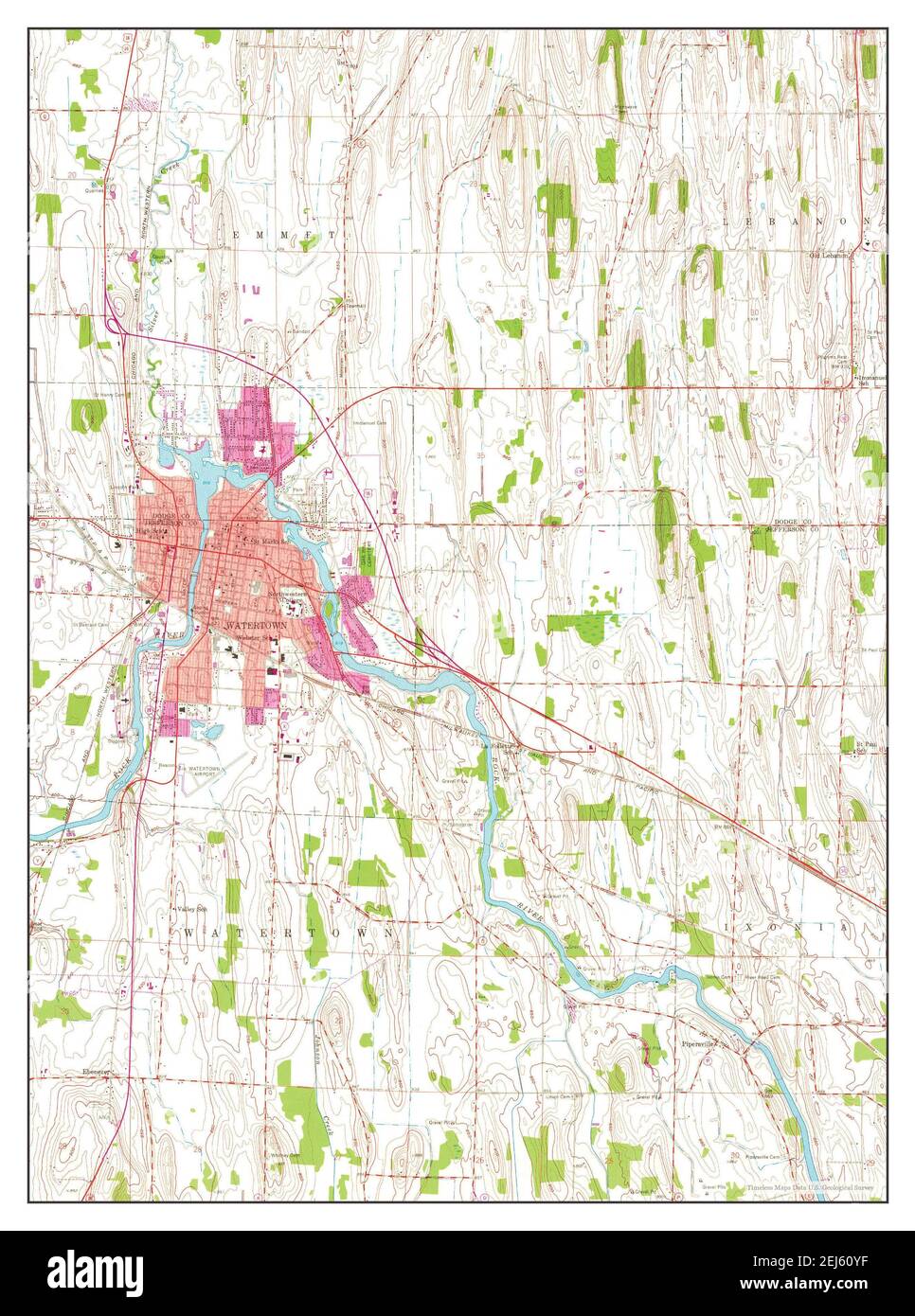 Watertown, Wisconsin, mappa 1959, 1:24000, Stati Uniti d'America da Timeless Maps, dati U.S. Geological Survey Foto Stock