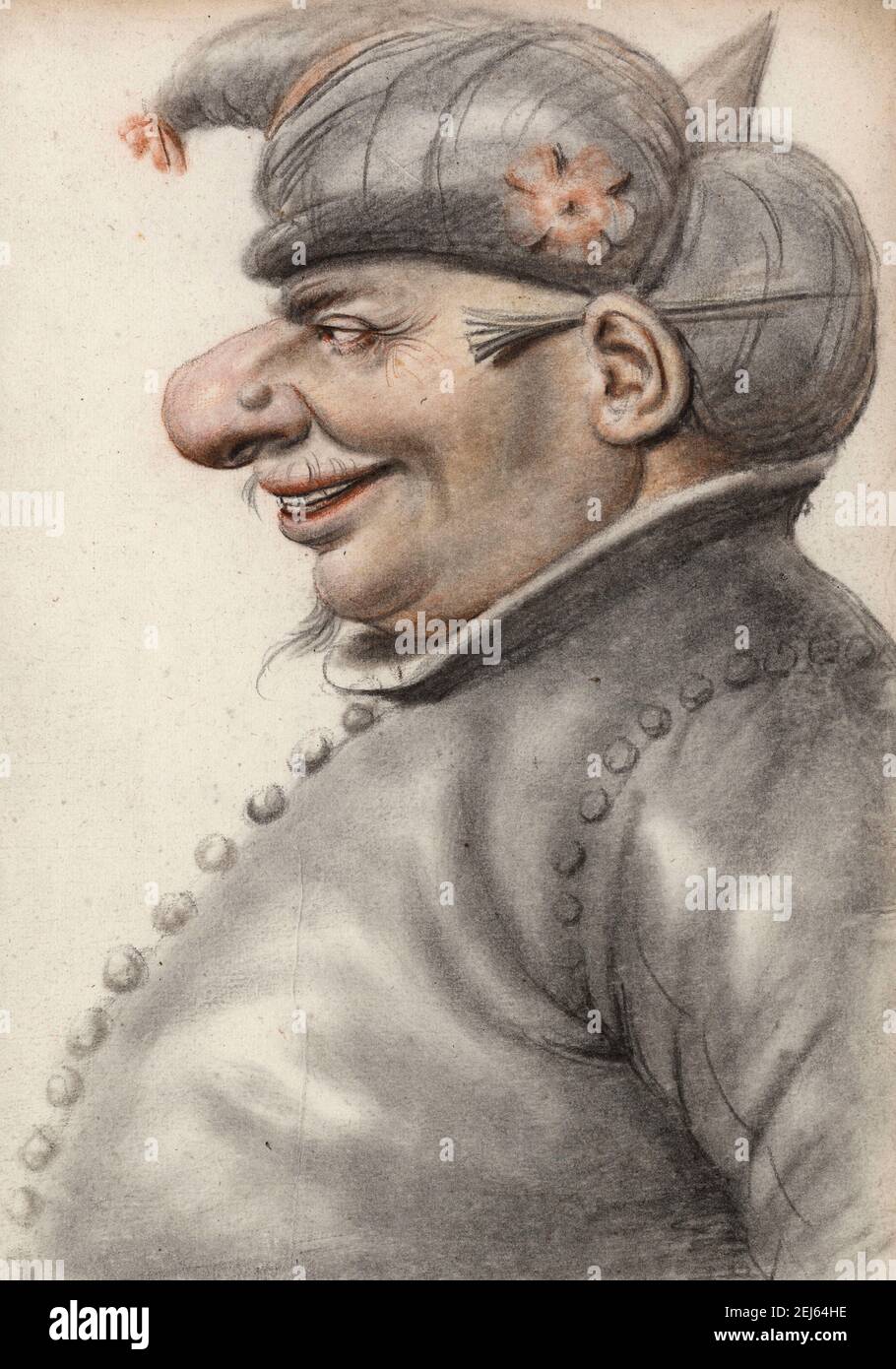 Uomo grottesco che indossa un turbante, in profilo a sinistra - Nicolas Lagneau, circa 1625 Foto Stock