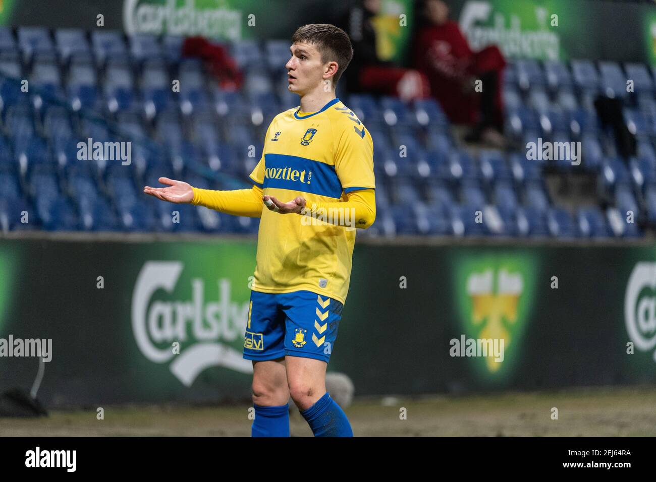 Broendby, Danimarca. 21 Feb 2021. Mikael Uhre (11) di Broendby SE visto nel 3F Superliga match tra Broendby IF e Vejle Boldklub a Broendby Stadion, Broendby, Danimarca. (Photo Credit: Gonzales Photo/Alamy Live News Foto Stock