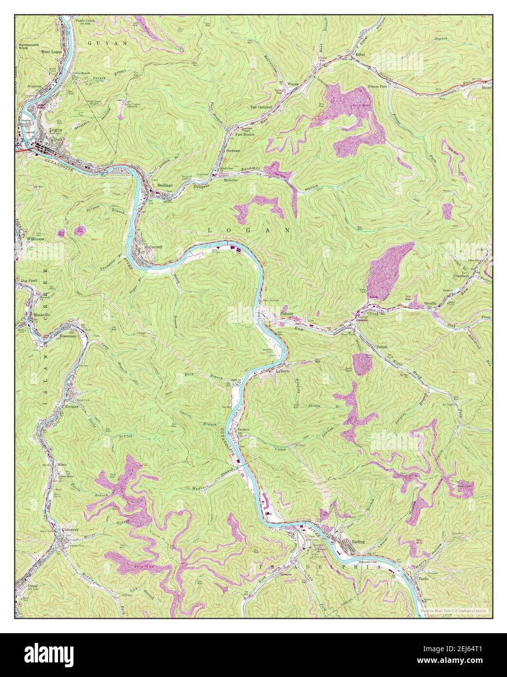 Mappa di logan virginia Immagini senza sfondo e Foto Stock ritagliate