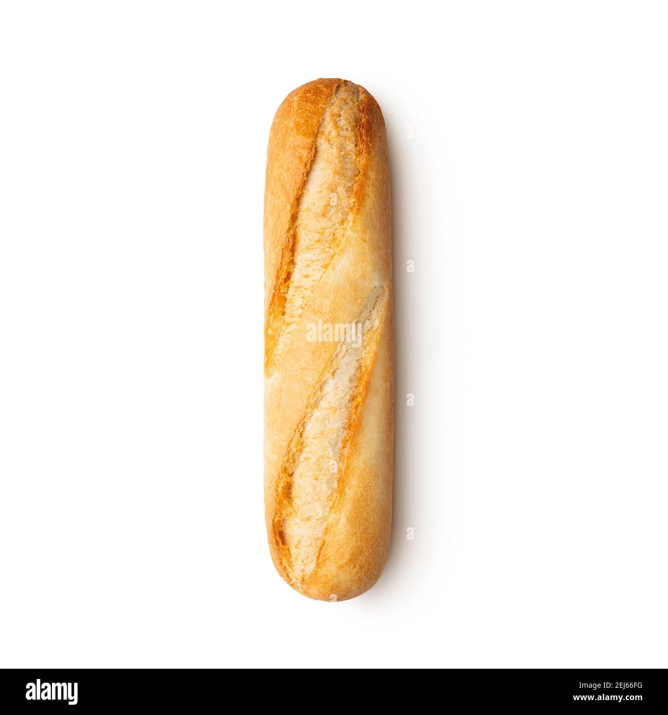 Baguette francese pane isolato su sfondo bianco. Vista dall'alto Foto Stock