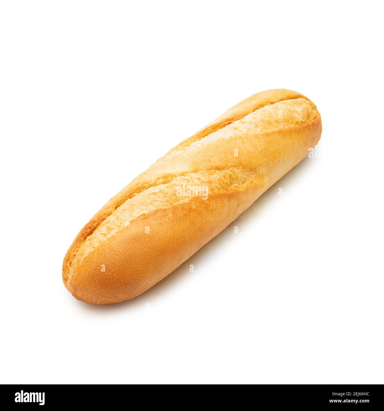 Baguette francese pane isolato su sfondo bianco. Vista dall'alto Foto Stock