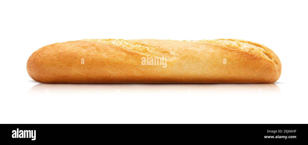Baguette francese pane isolato su sfondo bianco. Foto Stock