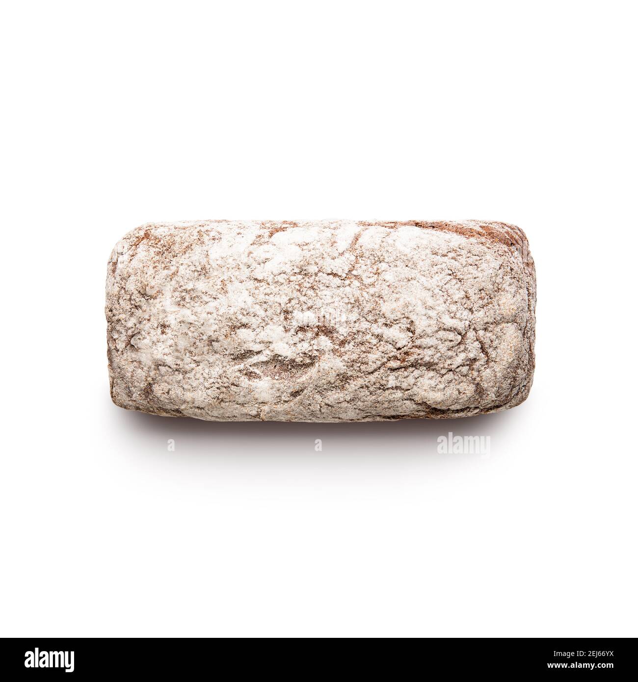 Pane cotto di segale isolato su sfondo bianco. Vista dall'alto Foto Stock