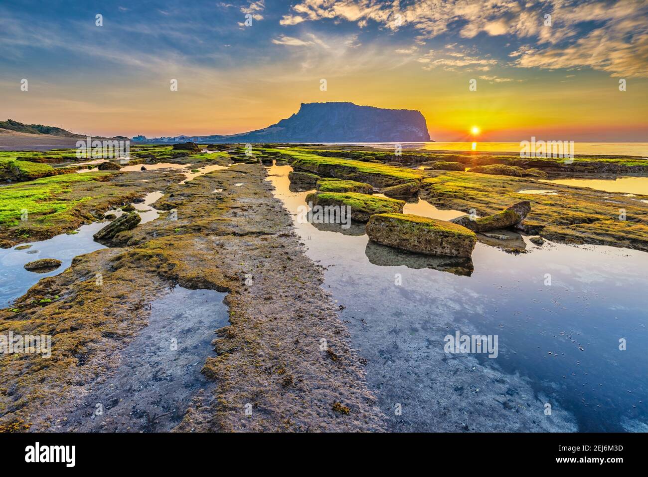 Jeju Island Corea Del Sud, Alba Natura Paesaggio A Jeju Do Seongsan Ilchulbong Foto Stock