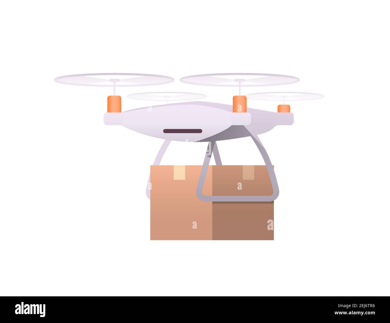 quadricopter scatola di cartone innovazione tecnologica spedizione drone consegna rapida concept multicopter volante con illustrazione vettoriale orizzontale del pacco Illustrazione Vettoriale