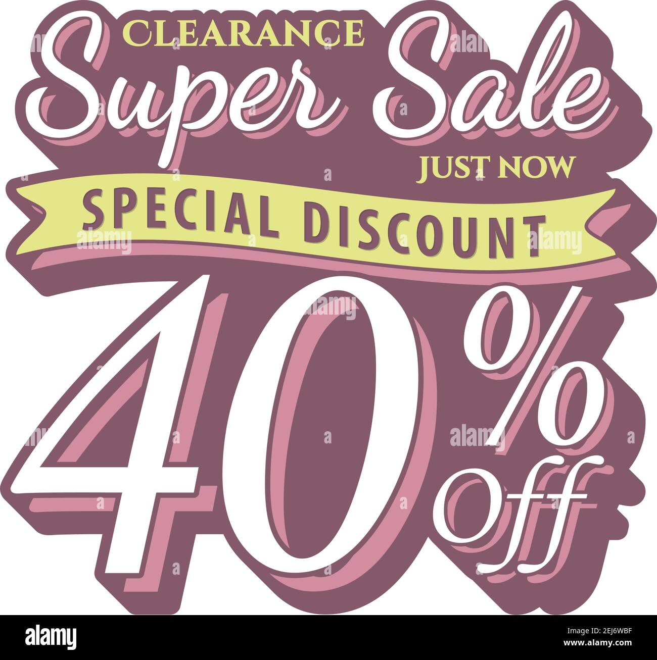 Vol. 2 Super sale 40% titolo design vintage stile per banner o poster. Concetto di vendita e sconti. Illustrazione vettoriale. Illustrazione Vettoriale