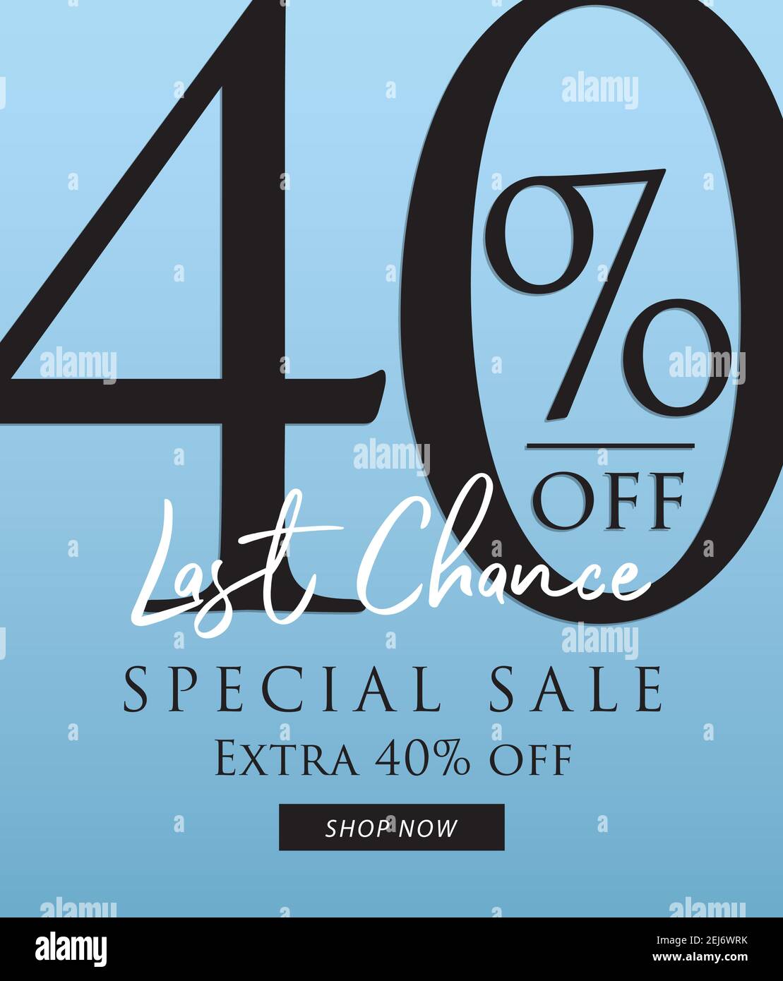 Vendita speciale 40% di design dell'intestazione su sfondo blu per banner o poster. Concetto di vendita e sconti. Illustrazione vettoriale. Illustrazione Vettoriale