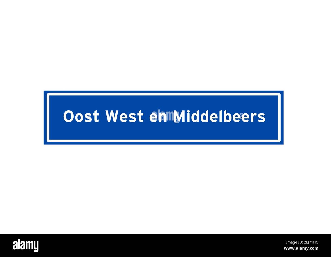 Oost West en Middelbeers isolato olandese luogo segno nome. Indicazione della città dai Paesi Bassi. Foto Stock