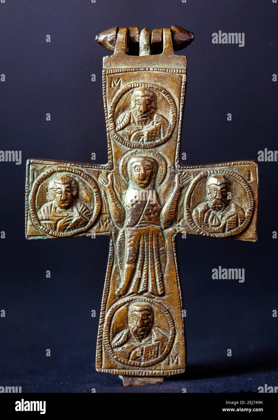 Encolpium, Sant Pere de Rodes, bronce, siglos VI-VIII Museu d'Art de Girona (MD19). Foto Stock
