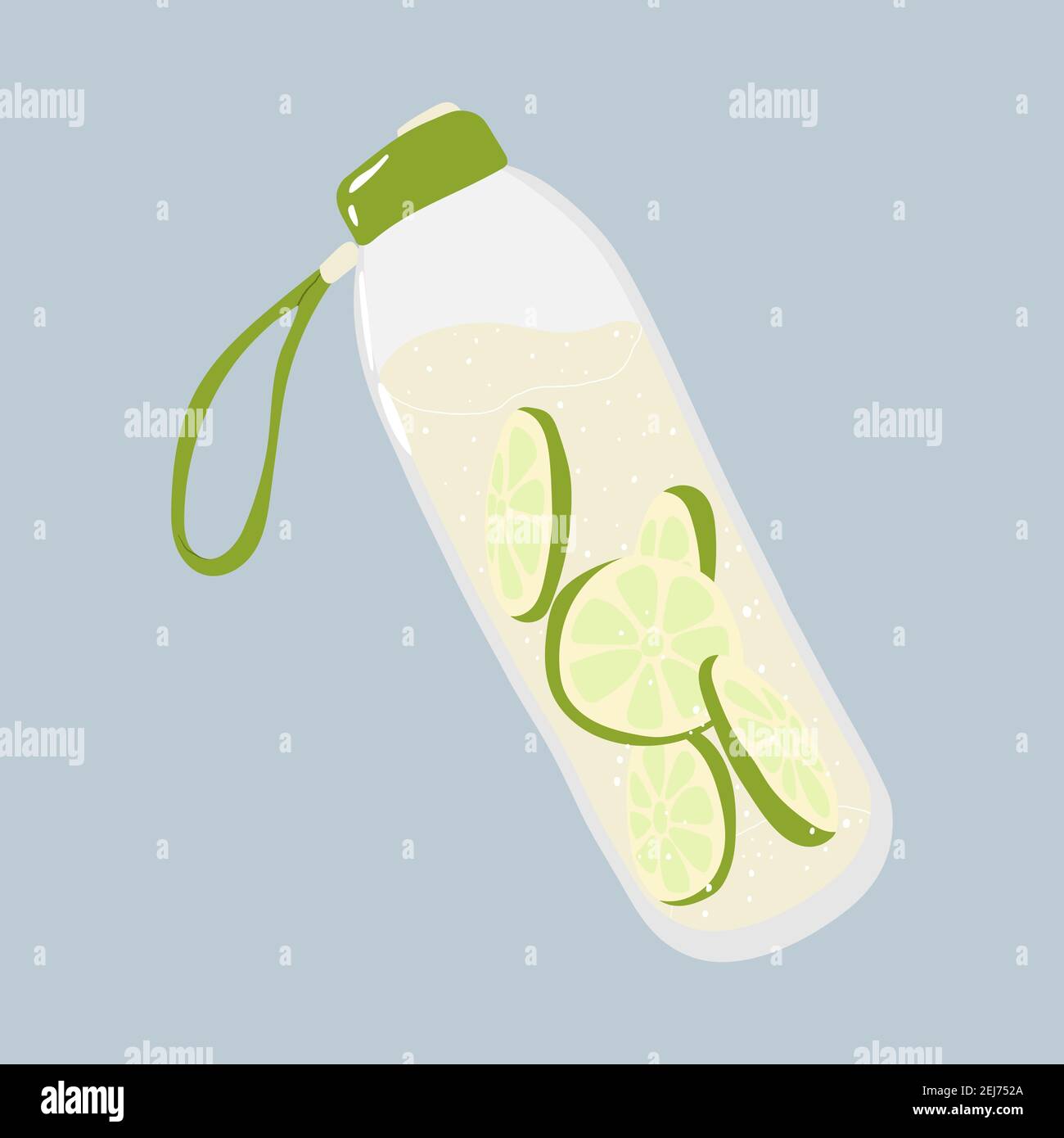 Flacone in vetro riutilizzabile per bevande. Icona SIM-ple del contenitore riutilizzabile per wa-ter. Imballaggio ecocompatibile. Concetto di stile di vita senza sprechi. Senza plastica. Ve Illustrazione Vettoriale