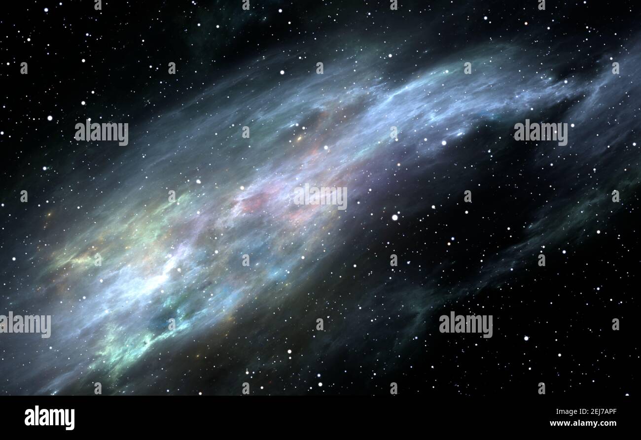 Sfondo spazio con nebulosa e stelle, 3D illustrazione Foto Stock