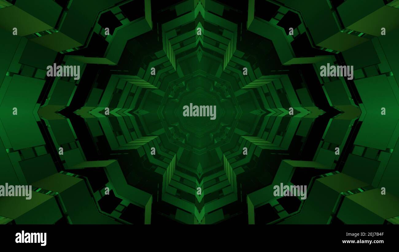 illustrazione 3d di motivi geometrici a forma di stella verde Foto Stock