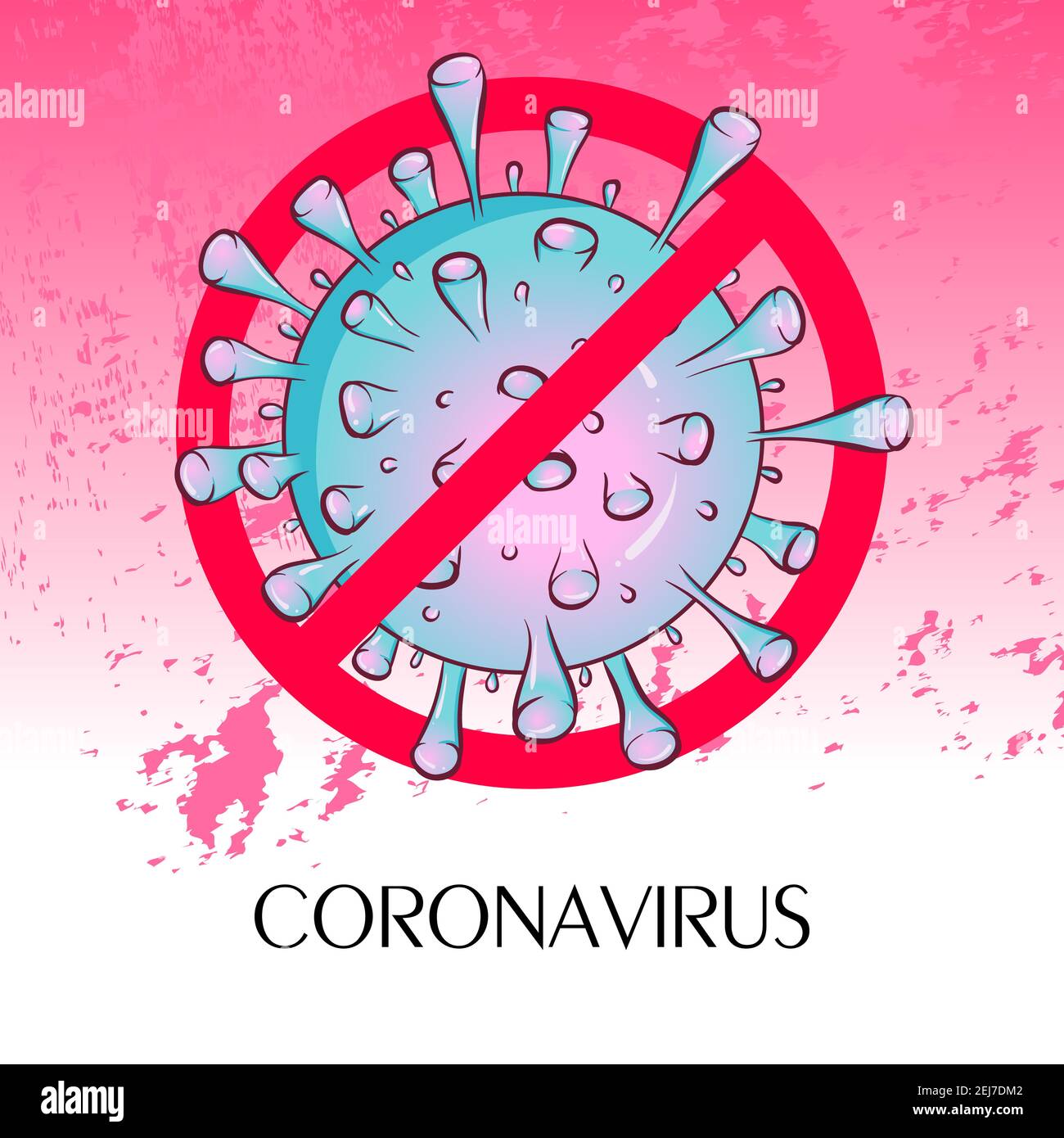 Concetto medico pandemico con cellule pericolose. Segno di attenzione coronavirus. Illustrazione vettoriale. Arrestare il coronavirus. Pericolo e rischio di salute pubblica malattia e epidemia di influenza. Illustrazione Vettoriale