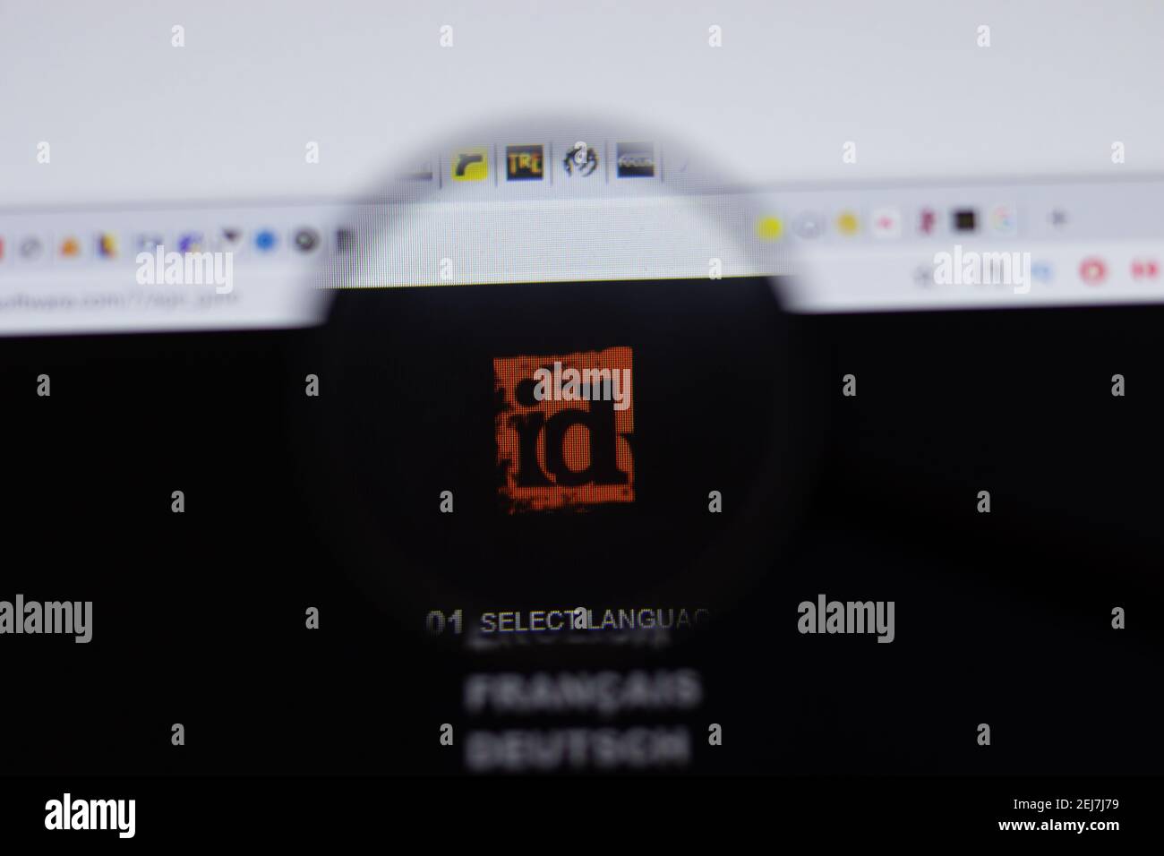 New York, USA - 17 Febbraio 2021: Primo piano del logo del SOFTWARE ID sulla pagina del sito, Editoriale illustrativo Foto Stock