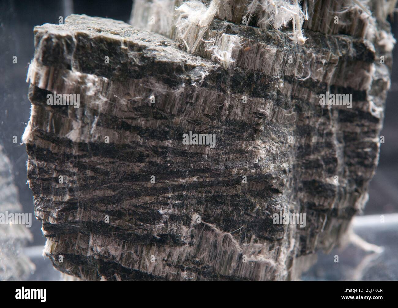 Closeup di amianto minerale di silicato fibroso naturale Foto Stock