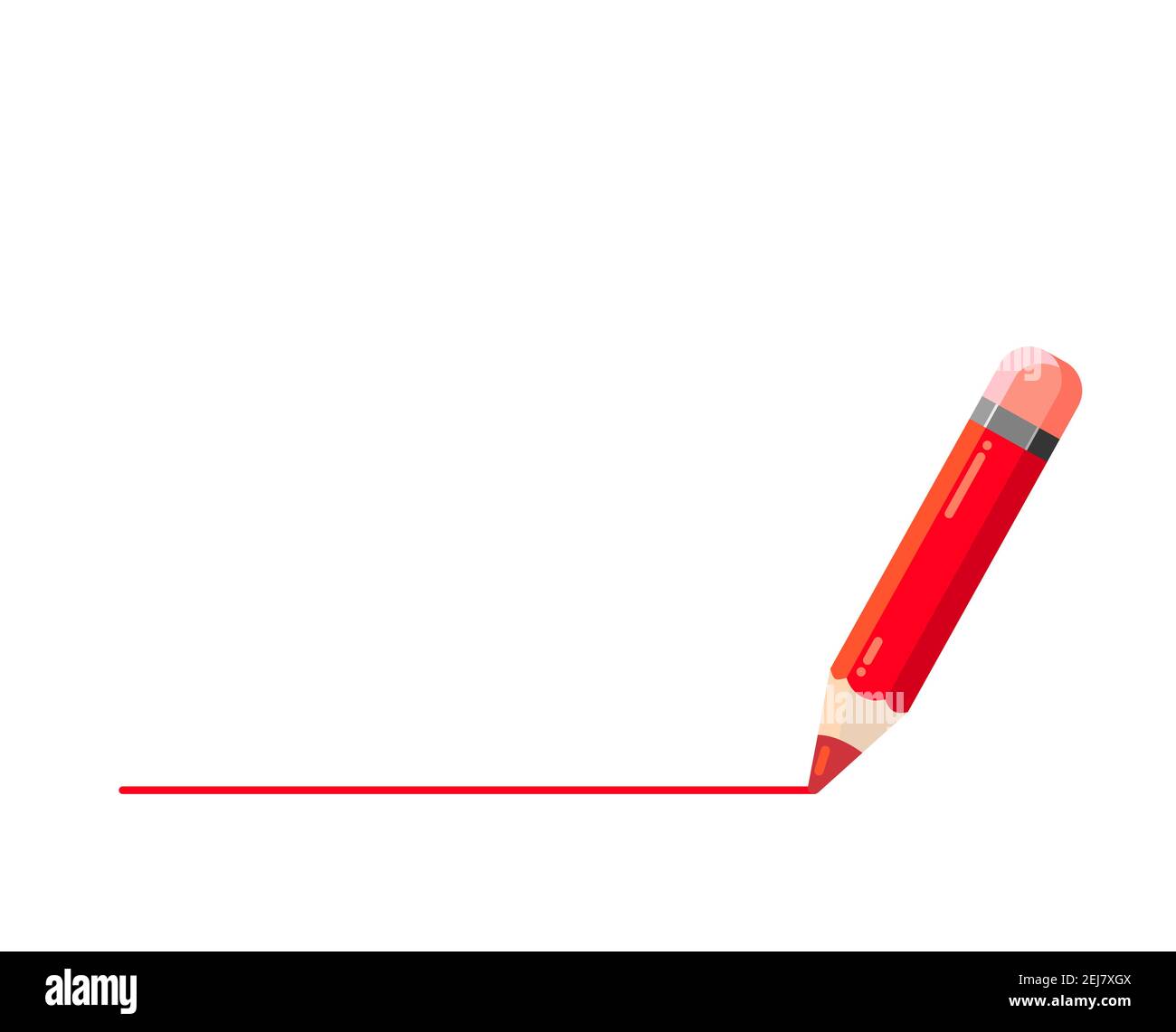 Una matita rossa disegna una linea. Sottolineatura in rosso su sfondo  bianco. Illustrazione vettoriale. Matita disegna Immagine e Vettoriale -  Alamy