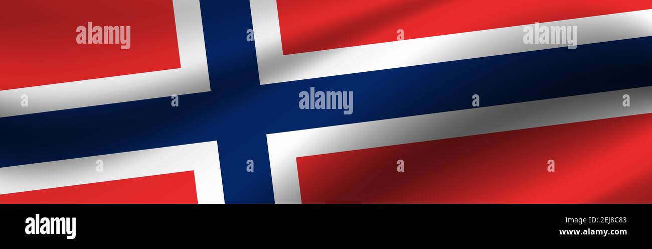 Banner con la bandiera della Norvegia. Tessuto della bandiera norvegese. Foto Stock