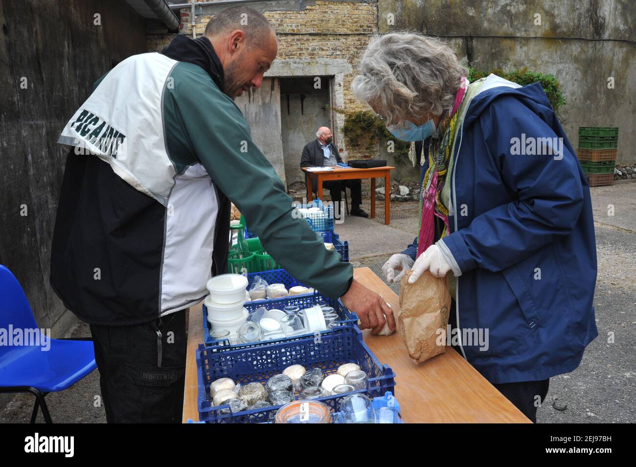 Allevamento di capra e produzione di prodotti biologici di latte di capra Foto Stock
