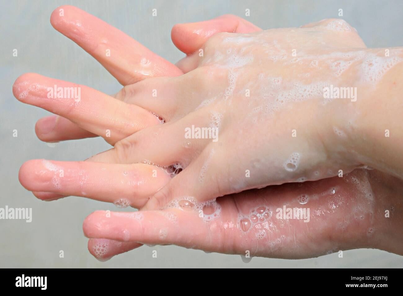 Lavaggio, pulizia delle mani Foto Stock