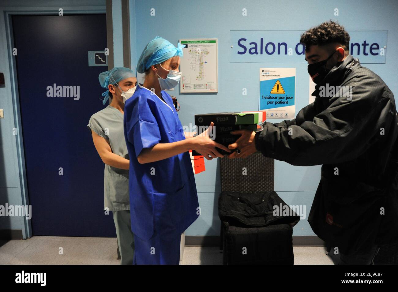 Incontro di trasmissione in ospedale Foto Stock
