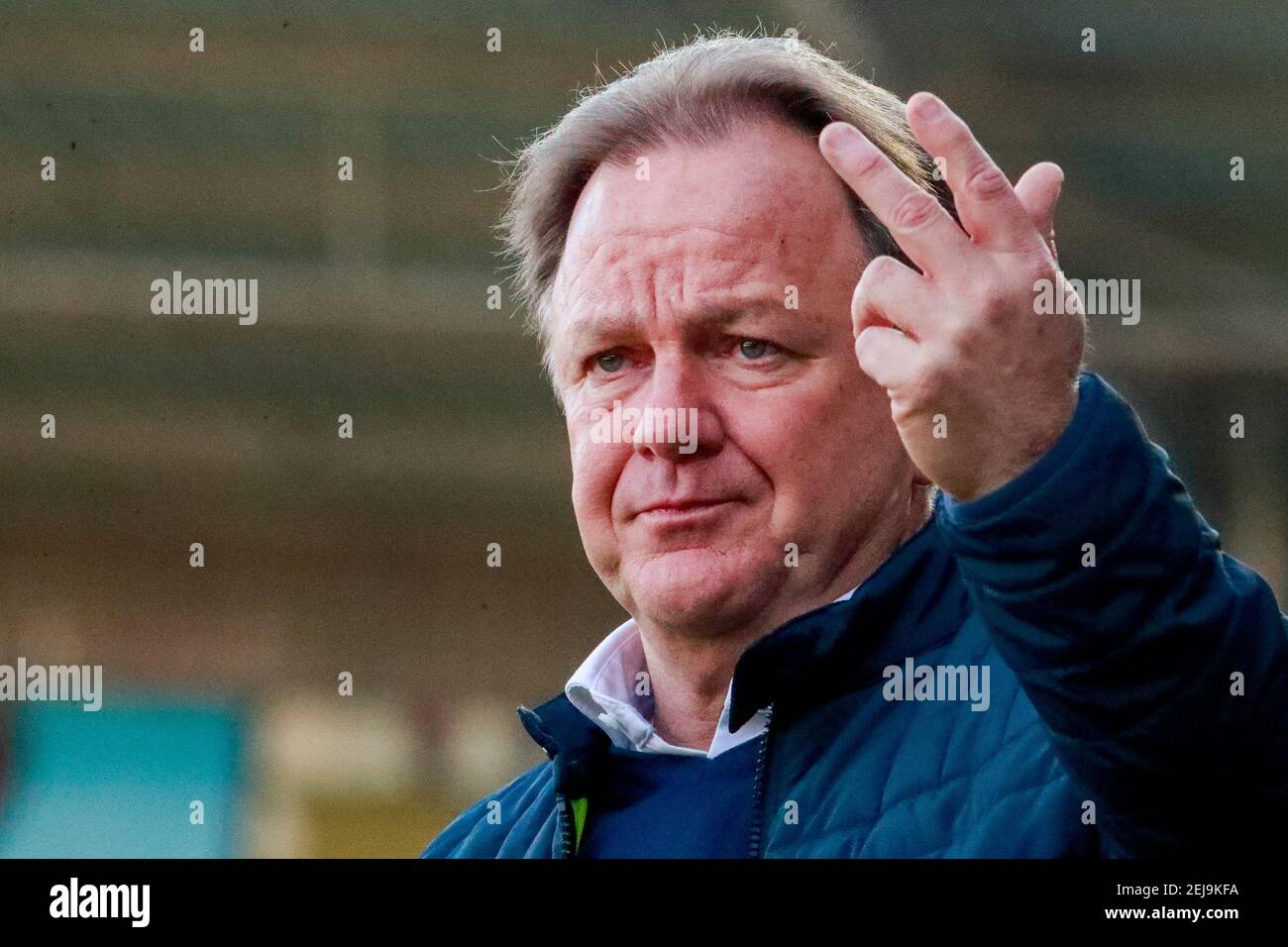 NIJMEGEN, PAESI BASSI - FEBBRAIO 21: Capo allenatore Mike Snoei di De Graafschap durante la partita olandese di Keukenkampioendivisie tra NEC e De Graafschap Foto Stock