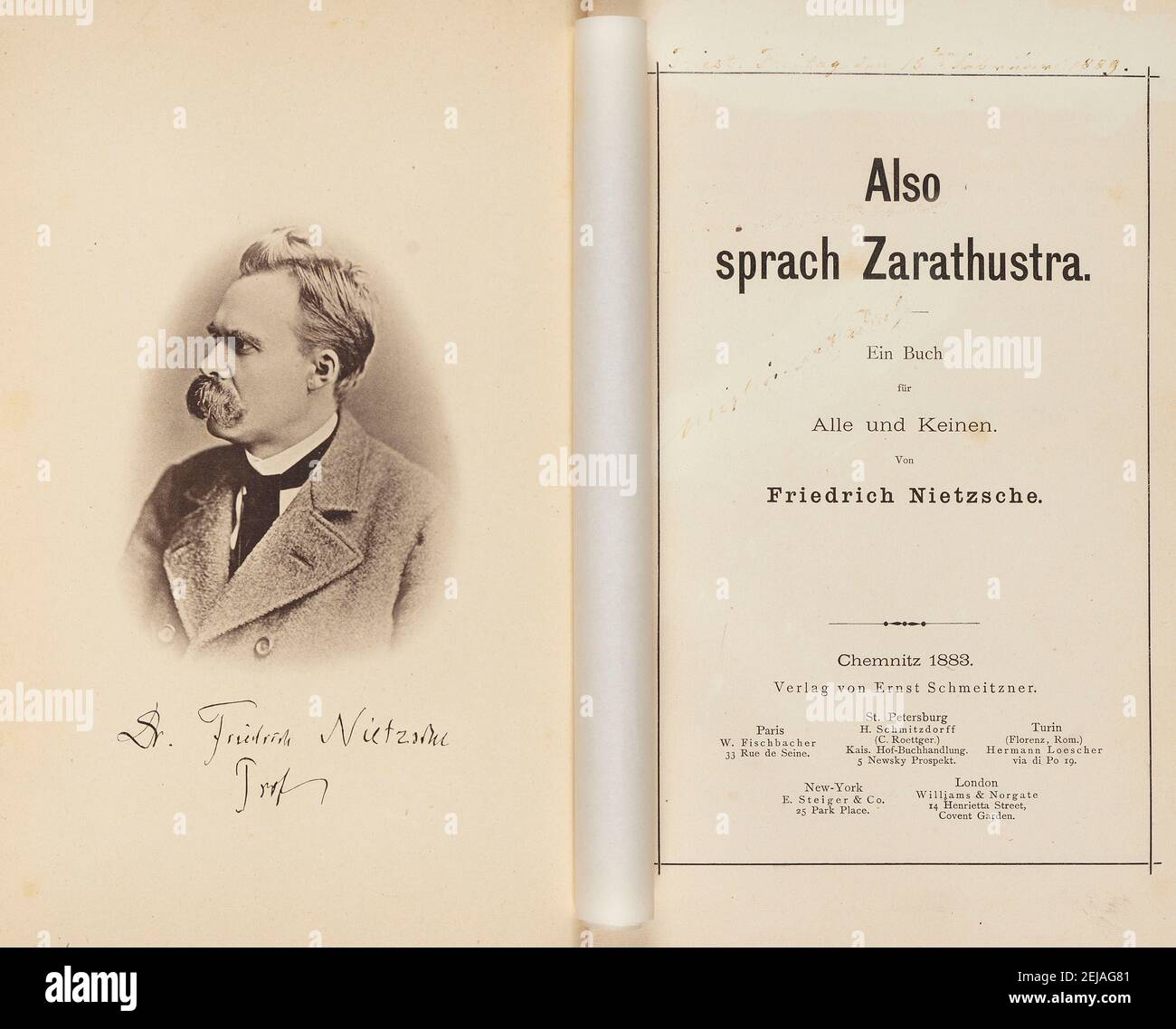 Così parlò Zarathustra di Friederich Nietzsche. Prima edizione. Museo: COLLEZIONE PRIVATA. Autore: Oggetto storico. Foto Stock