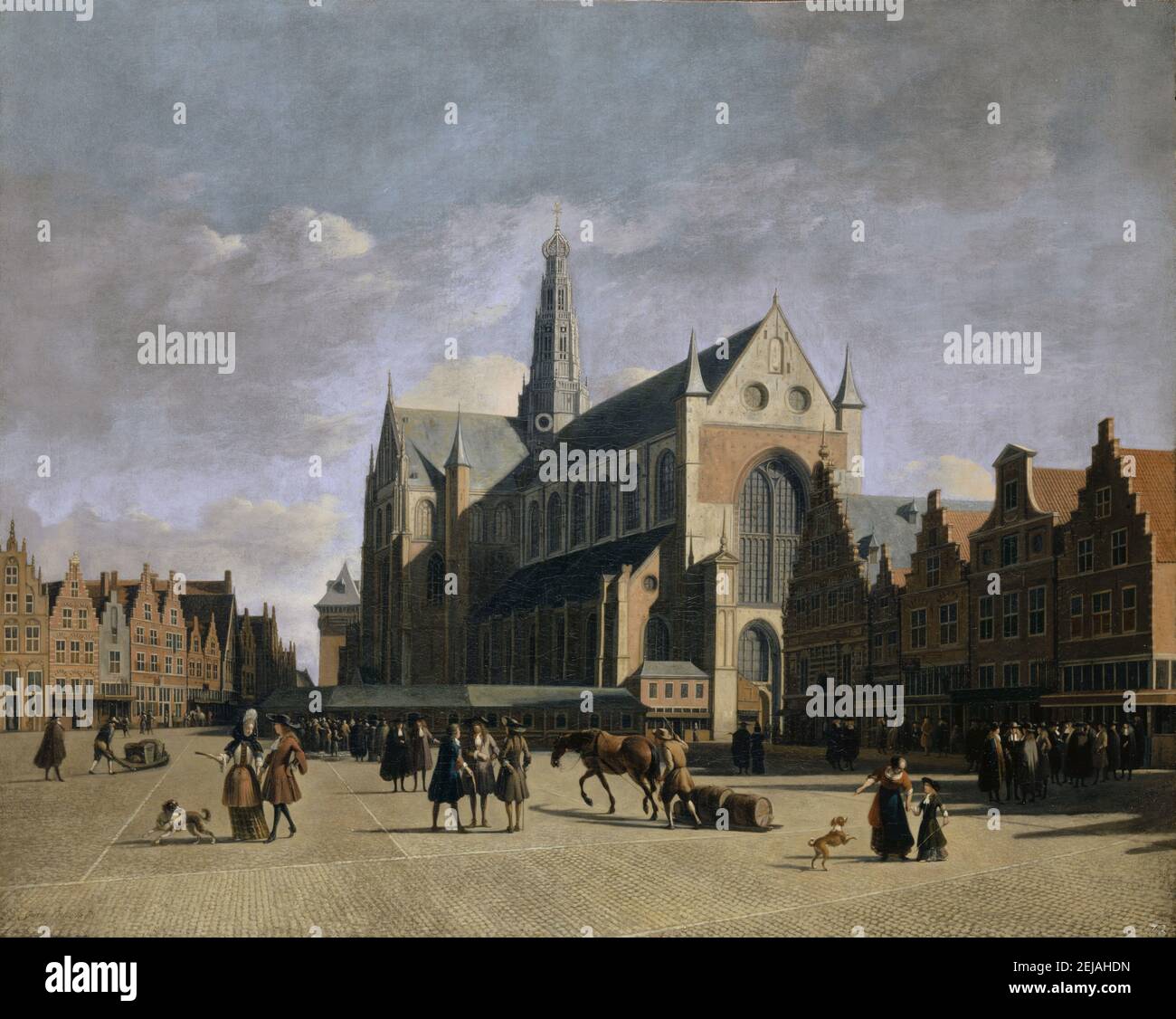 Grote Markt a Haarlem. Museo: Museo d'Arte Basilea. AUTORE: GERRIT ADRIAENSZ BERCKHEYDE. Foto Stock