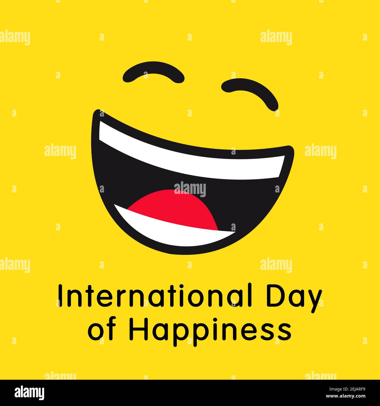 Concetto di biglietto d'auguri per il giorno della felicità del mondo. International Day of Happiness congrati creativi. Modello grafico astratto isolato. Internet messe Illustrazione Vettoriale