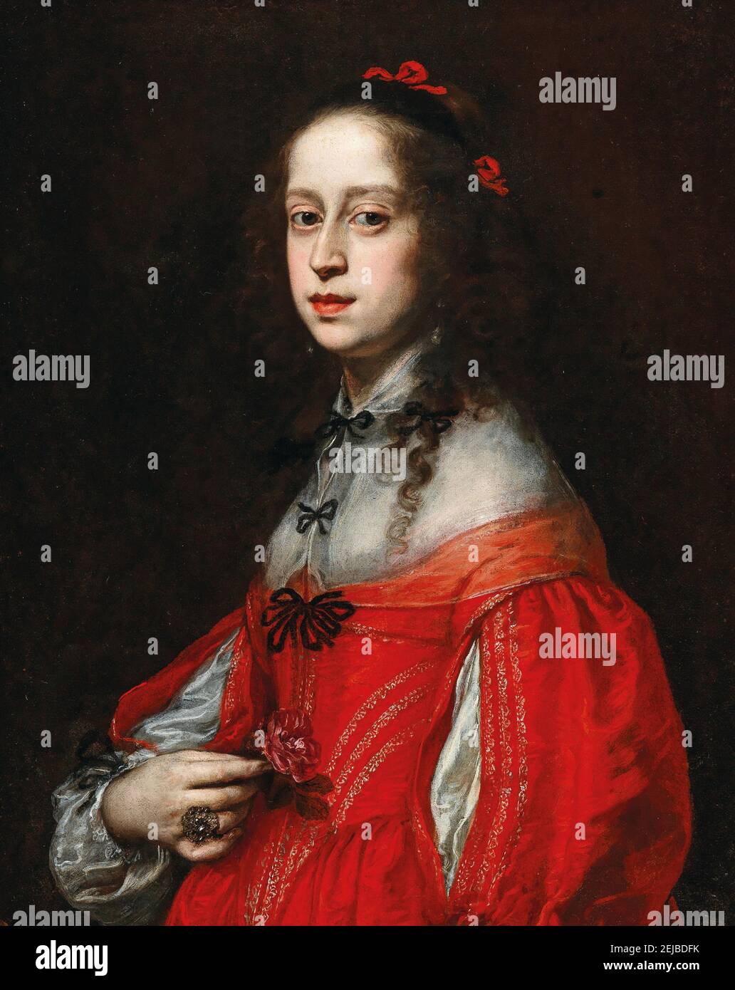 Ritratto di Maria Leopoldine d'Austria-Tirolo (1632-1649), imperatrice del Sacro Romano Impero. Museo: COLLEZIONE PRIVATA. Autore: Justus Sustermans (giusto). Foto Stock