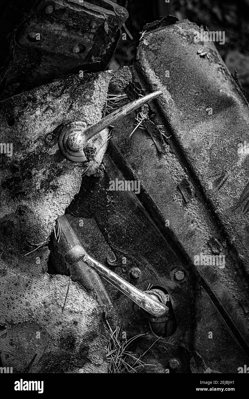 Una vettura cimitero situato in una foresta a Kirkoe mosse, Svezia. Foto Stock