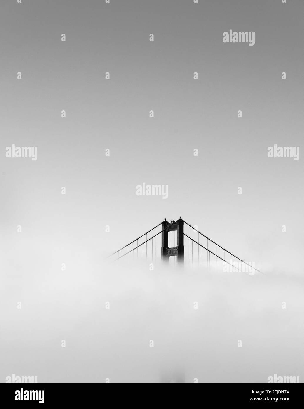 Ponte sospeso coperto di nebbia, Golden Gate Bridge, San Francisco Bay, San Francisco, California, STATI UNITI Foto Stock