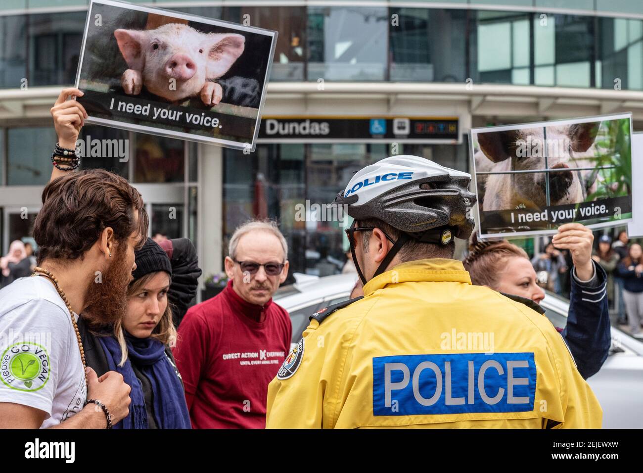 Protesta vegana al Toronto Ribfest, Canada, 27 maggio 2017 Foto Stock