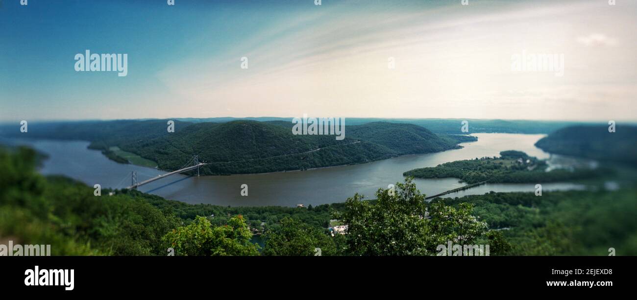 Vista elevata del fiume Hudson da Bear Mountain, Bear Mountain state Park, Rockland County, New York state, USA Foto Stock