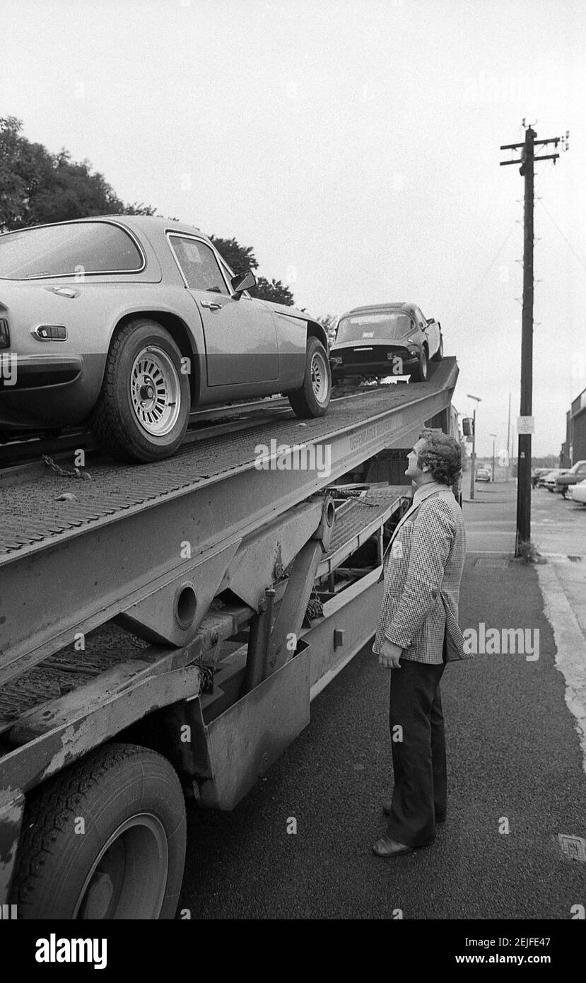 Martin Lilley il proprietario di TVR Sport auto fotografata a. La fabbrica di Blackpool nell'agosto 1978 Foto Stock