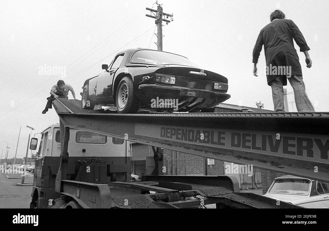 Martin Lilley il proprietario di TVR Sport auto fotografata a. La fabbrica di Blackpool nell'agosto 1978 Foto Stock